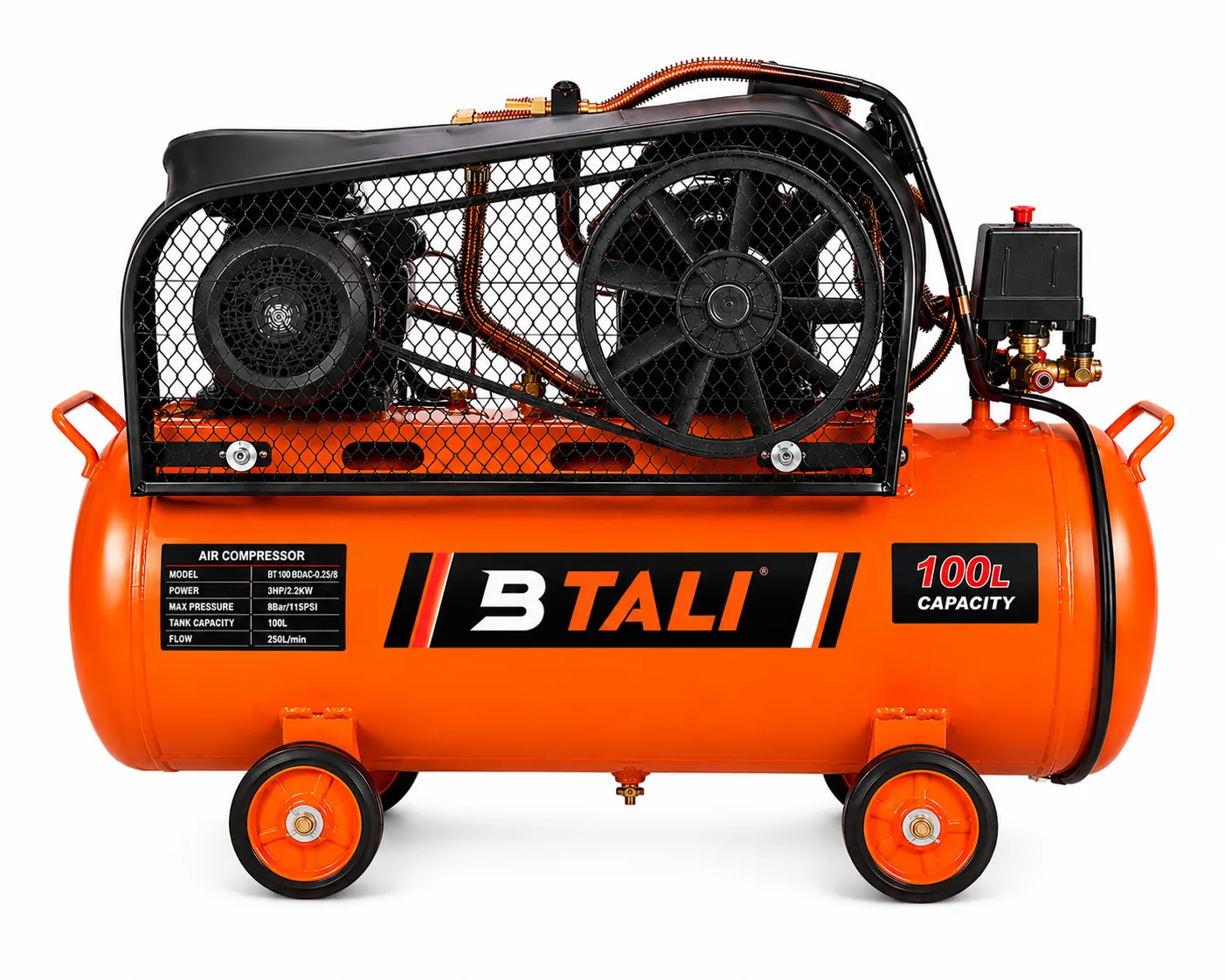 BT 100 BDAC-0.25/8 Belt Driven Air Compressor – 100L